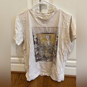 White and yellow skeleton graphic tee